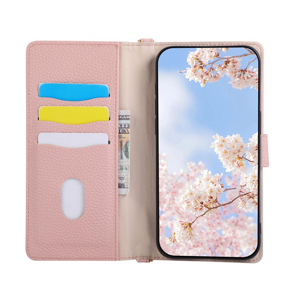 Wallet Case for Reno15 Pro 5G - Leather/PU, Pink, With Lanyard