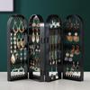 Plastic Clear Earrings Studs Display Rack Folding Screen Earring Jewelry Display Stand Holder Storage Box