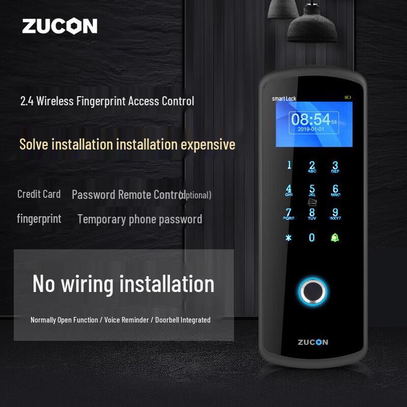 ZUCON 2.4G Беспроводная система контроля доступа по отпечатку пальца и паролю для стеклянных дверей CN вилка (адаптер в комплекте)