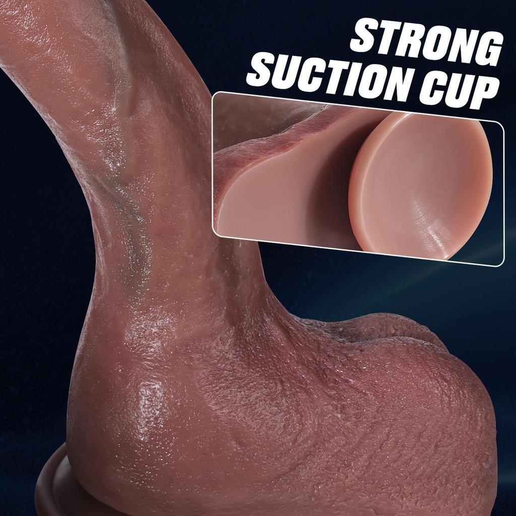 Реалистичное толкающее дилдо 10,5 дюймов – жидкий силикон, 10 режимов вибрации, питание от батареек, анальная стимуляция точки G, секс-игрушка для взрослых для пар и одиночного использования