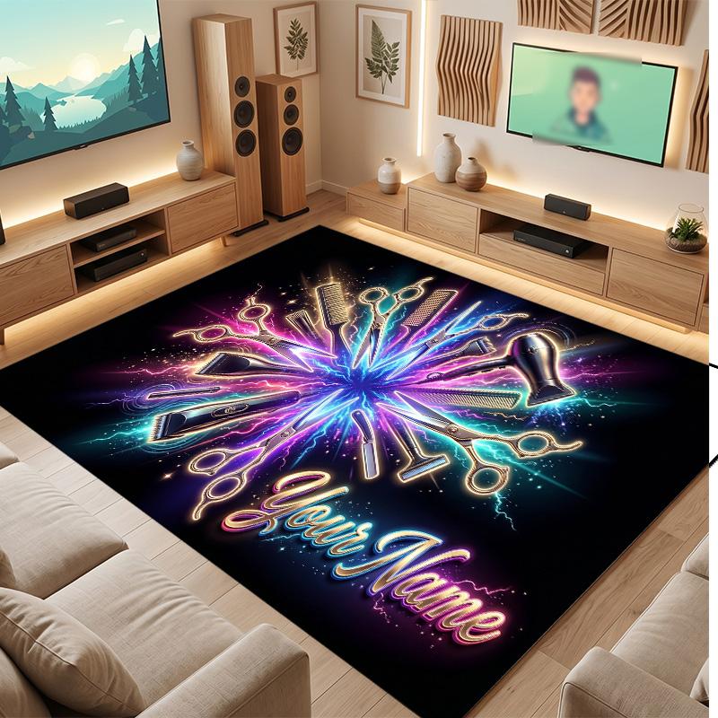 Decorative Artwork Theme Soft Crystal Velvet Rug Custom Name & Text Print Non Slip Floor Rug for Bedroom Living Room