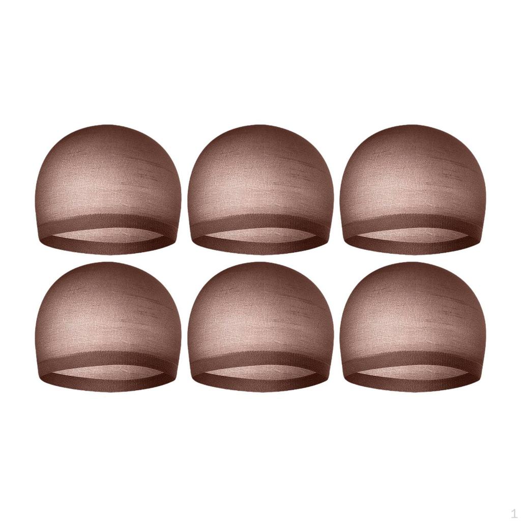 6 Pieces Wig Stocking Cap for Lace Front Wigs Elastic Breathable Headband Men & Women