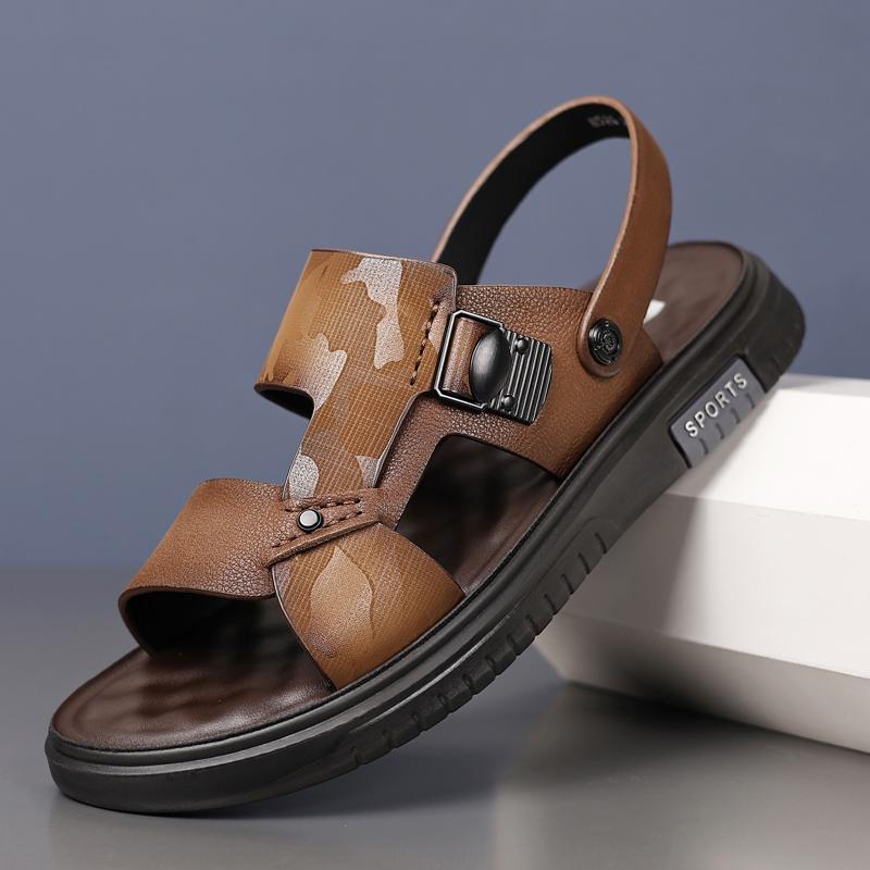 Fashion2024 Genuine Leather Sandals Men Soft Comfortable Summer Sandals Open Shoes Non Slip Outdoor Beach Sandal Fashion Men's Sandal