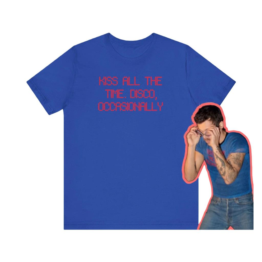 Harry Styles T Shirts New Album Kiss All The Time Disco Occasionally Print Cotton Shirt Summer ONeck Tshirt Fan Gift Unisex