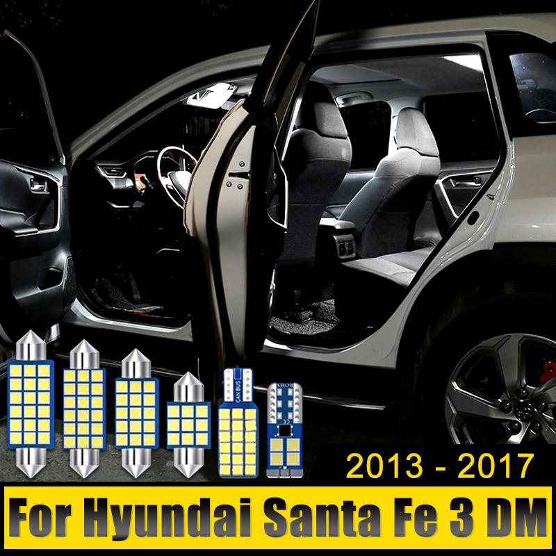 Для Hyundai Santa Fe 3 DM 2013 2014 2015 2016 2017 7 шт. светодиодные автомобильные купольные лампы для чтения, лампы для зеркала, лампы для багажника, аксессуары