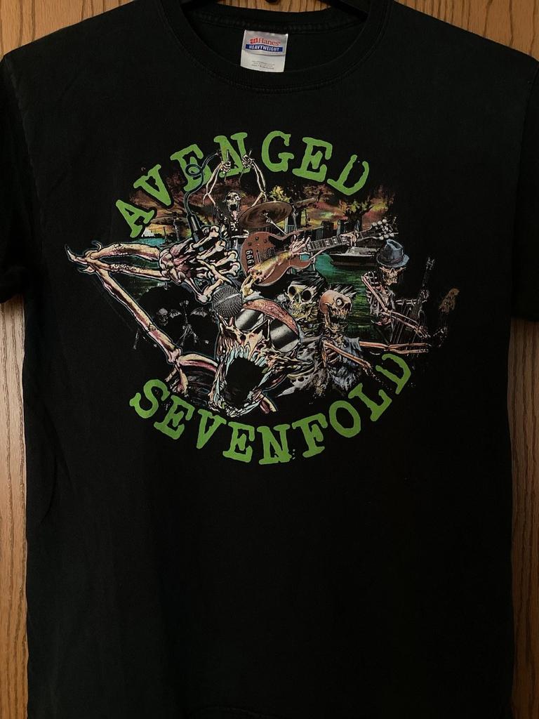 Avenged Sevenfold - Black Shirt Featuring Band Member Skeleton Images - M