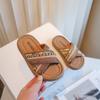 Baby Kids Girls Summer Beach Slippers Toddlers Ethnic Style Open Toe Slide Slippers Nonslip Cross Slippers Fashion Chic Roman
