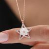 Star Figured Magnolia Flower Rose Color Flowers Silver Necklace