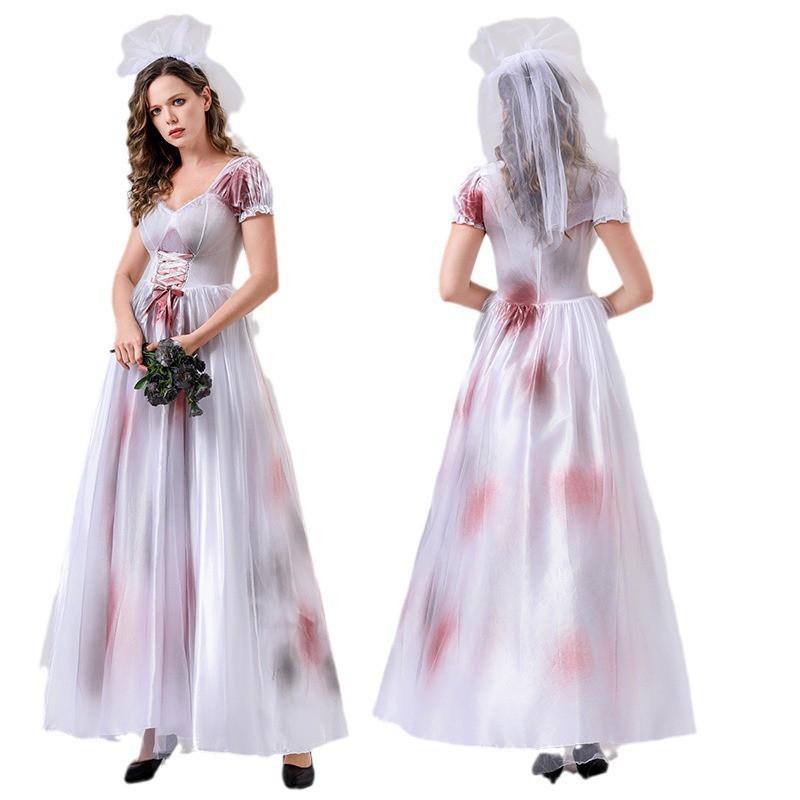 Womens Halloween Costume Evil Witch Outfit Ghost Bride Cosplay Dress Fancy Party Adults