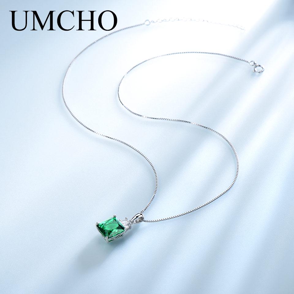 Umcho Подвески и ожерелья для женщин, звенья цепи, винтажный изумрудный кулон, ювелирные изделия, помолвка, подарок для свадебной вечеринки