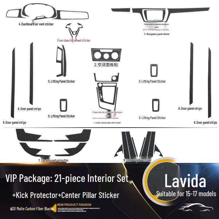 VW 13-17 Lavida & Lavida Cross Наклейка на интерьер центральной консоли из углеродного волокна