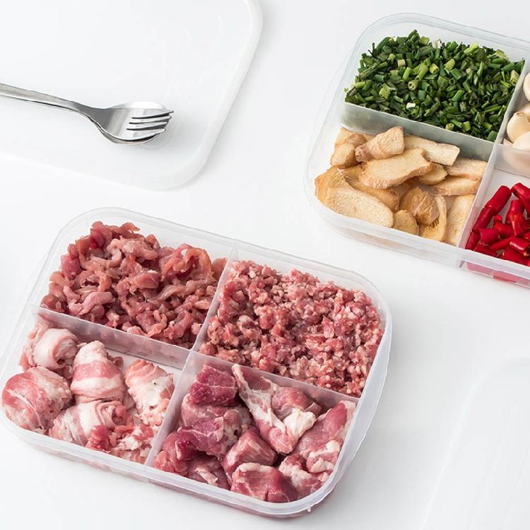 Контейнер для еды с 4 отделениями для хранения продуктов и специй с герметичной крышкой для сохранения свежести
