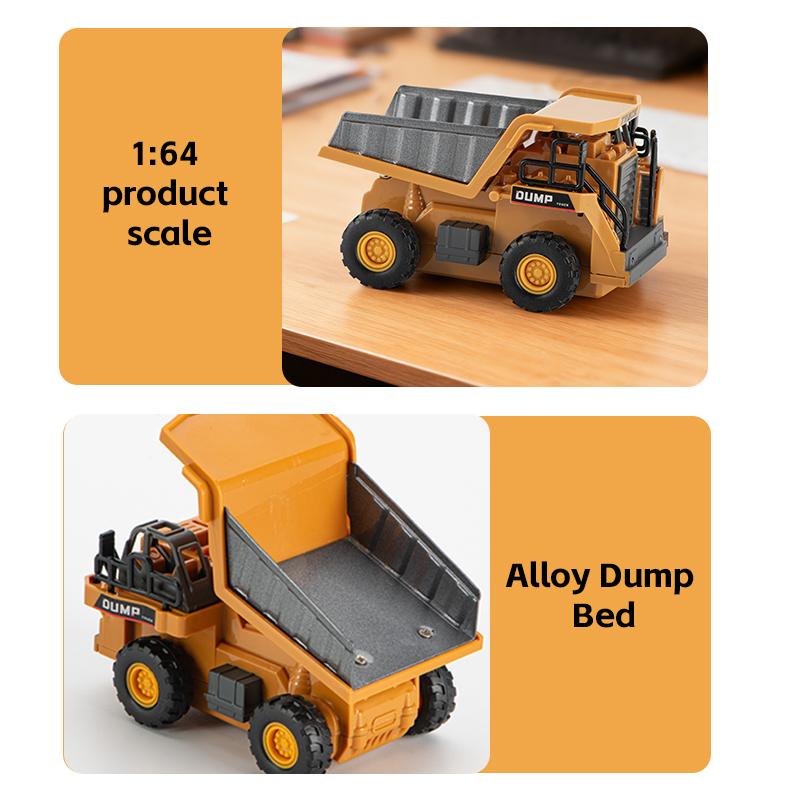 1:64 Alloy Engineering Vehicle 2.4G Mini Remote Control Dump Truck Desktop Toys One-click Rc Carriage Lift Toys for Children
