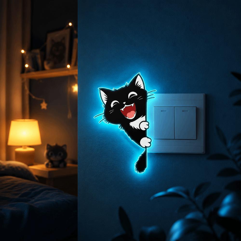 Self-Adhesive Cat Luminous Stickers Decorations Cat Switch Sticker Entrance Decoration