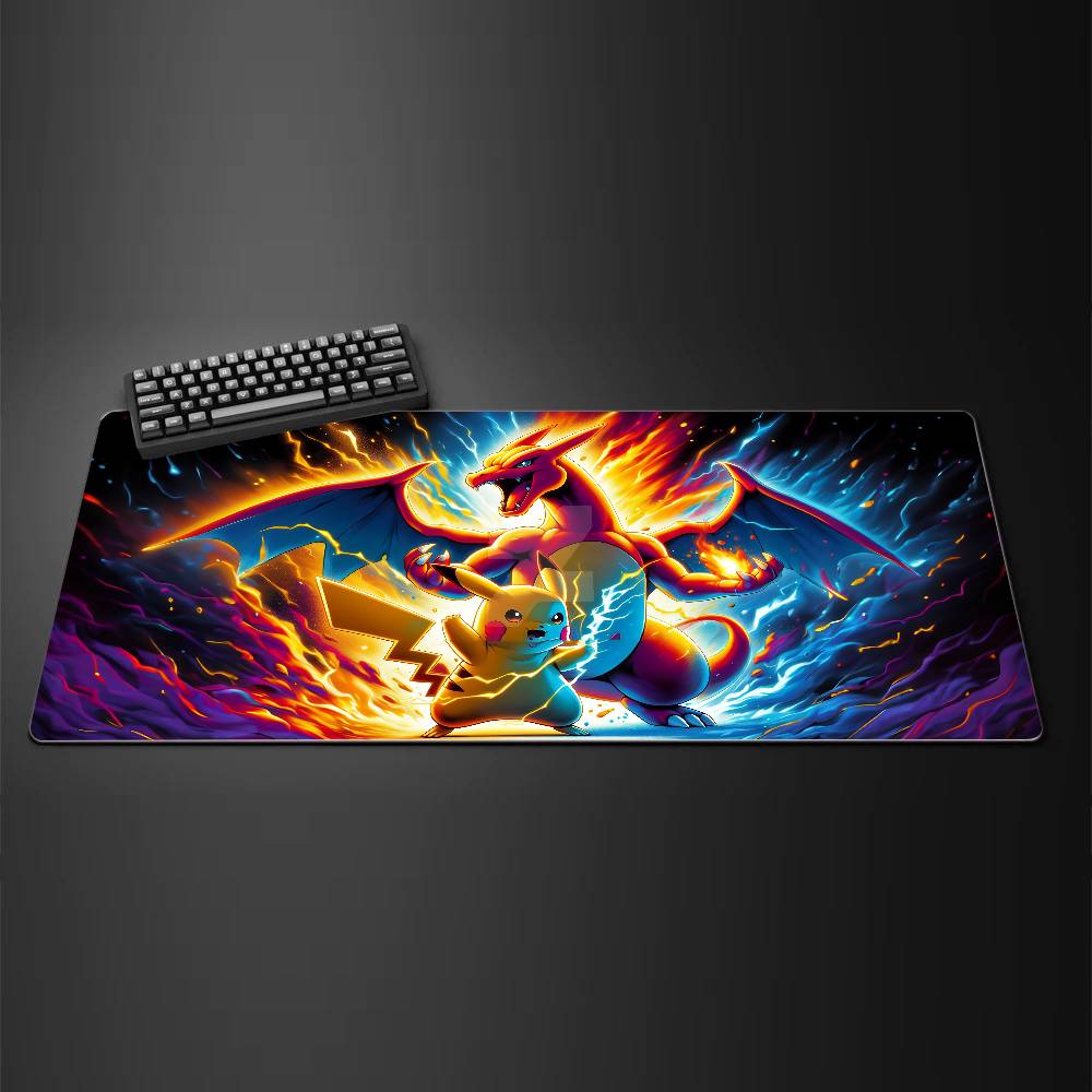 Pokemon Pikachu Gaming Mouse Pad Large Desk Mat 2MM Stitched Edge Keyboard Pad Non Slip Rubber Base Office Table Mat