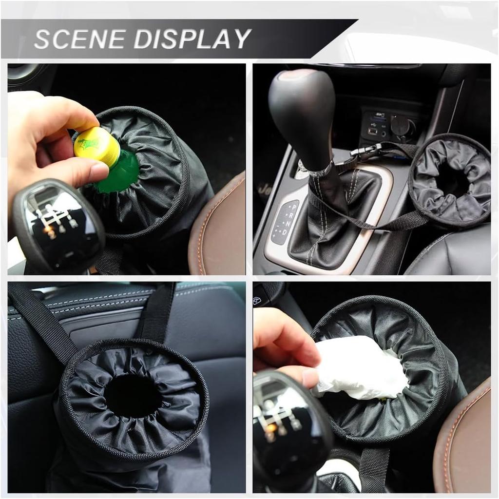 ZIMISI Car Trash Bag, Hanging Car Garbage Can with Elastic Opening, Portable Waterproof Collapsible Trash Can for Back Seat, Automotive Storage