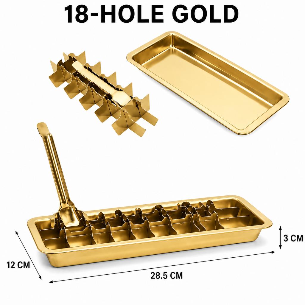 6/18 Cavity Quick Freezing Stainless Steel Ice Tray Lever Release Metal Cube Maker Mold Reusable Box For Cocktail Drinks