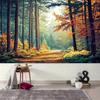 2D plane, 1 piece of autumn forest colored path party background, suitable for walls, courtyard festivals