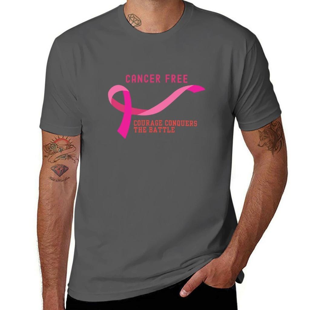 Cancer Free T-Shirt t shirts for man cotton funny anime tshirt cotton tshirt 100% T-Shirt