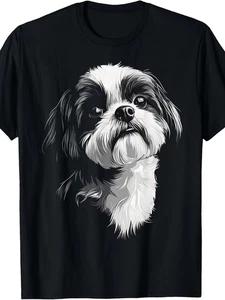 Retro Shih Tzu Dog T-Shirt - Vintage Shih Tzu Graphic Tee with Round Neck, Machi