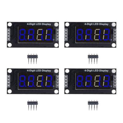 4 комплекта модуля цифрового индикатора LED 4 разряда 7 сегментов 0,36 дюйма чип драйвера TM1637 синий MRA110D