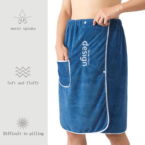 Men Bath Towel Absorbent Quick Dry Bath Wrap Towel with Secure Buckle And Pocket for Gym Spa Sauna Shower