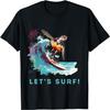 Ретро-футболка с черепахой для серфинга на побережье - Let's Surf