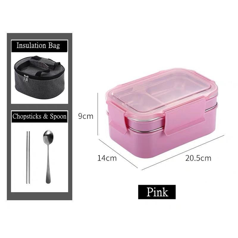 1000 мл двухслойный ланч-бокс из нержавеющей стали 304 с изоляционным мешком, герметичный термоконтейнер для еды для взрослых и студентов