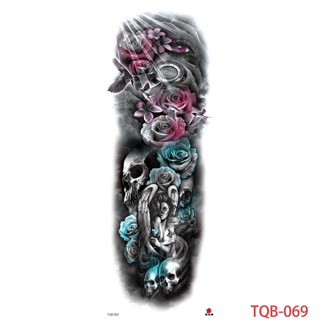 1 PC 480*170MM Large Temporary Tattoos Sleeve for Men Women Full Arm Selleve Tattoos Temporary Realistic Fake Wolf Tiger Lion Tattoo