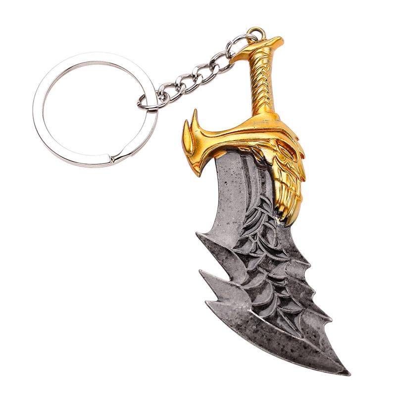 Retro God of War 4 Kratos Sword Keychain Punk Pendant Men's Jewelry Souvenir Trinket - Stylish Keyring Accessory