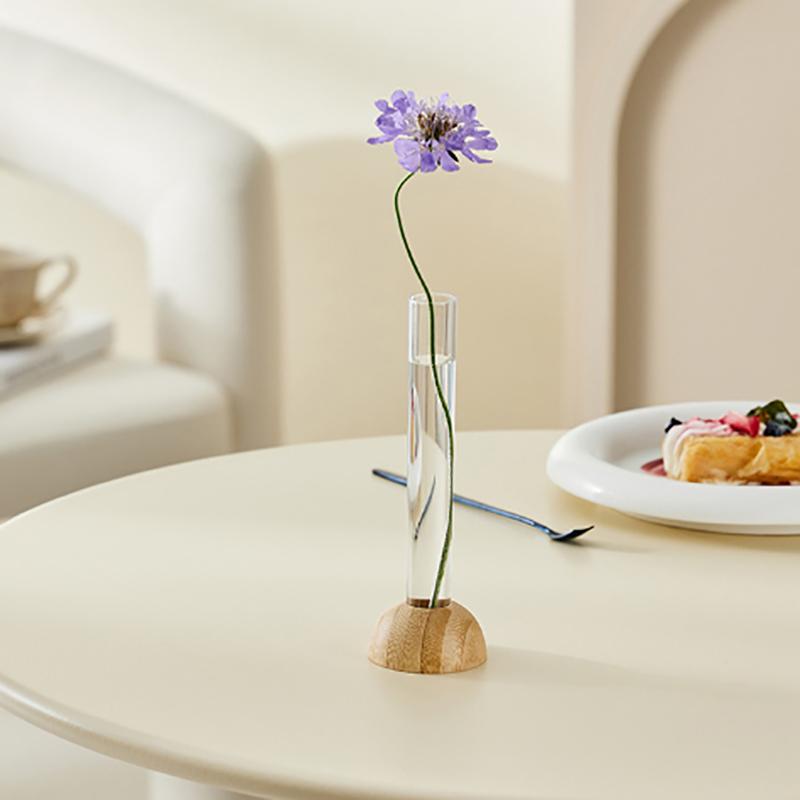 Креативный скандинавский стиль круглая стеклянная круглая ваза в деревянном искусстве гидропонные зеленые лотосные украшения стеклянные вазы настольный декор