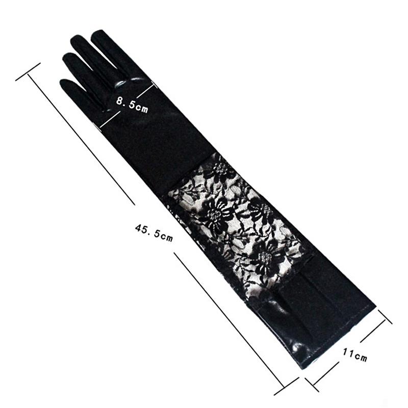 Сексуальные длинные перчатки из лакированной кожи, аксессуары для одежды для косплея, черные плотные кружевные перчатки DS, перчатки для выступлений на пилоне