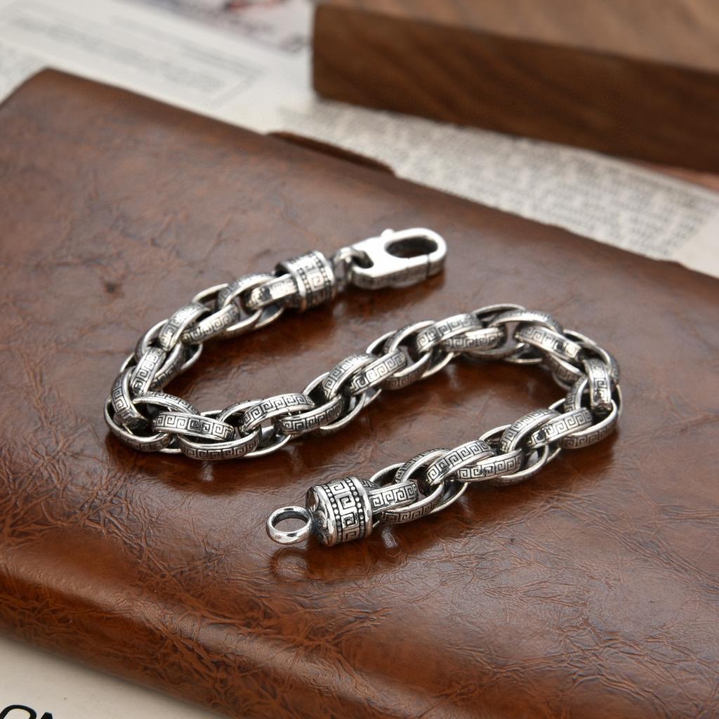 Новый браслет из стерлингового серебра S925, нейтральный браслет в стиле ретро, ​​модный браслет в национальном стиле, европейские и американские украшения для рук