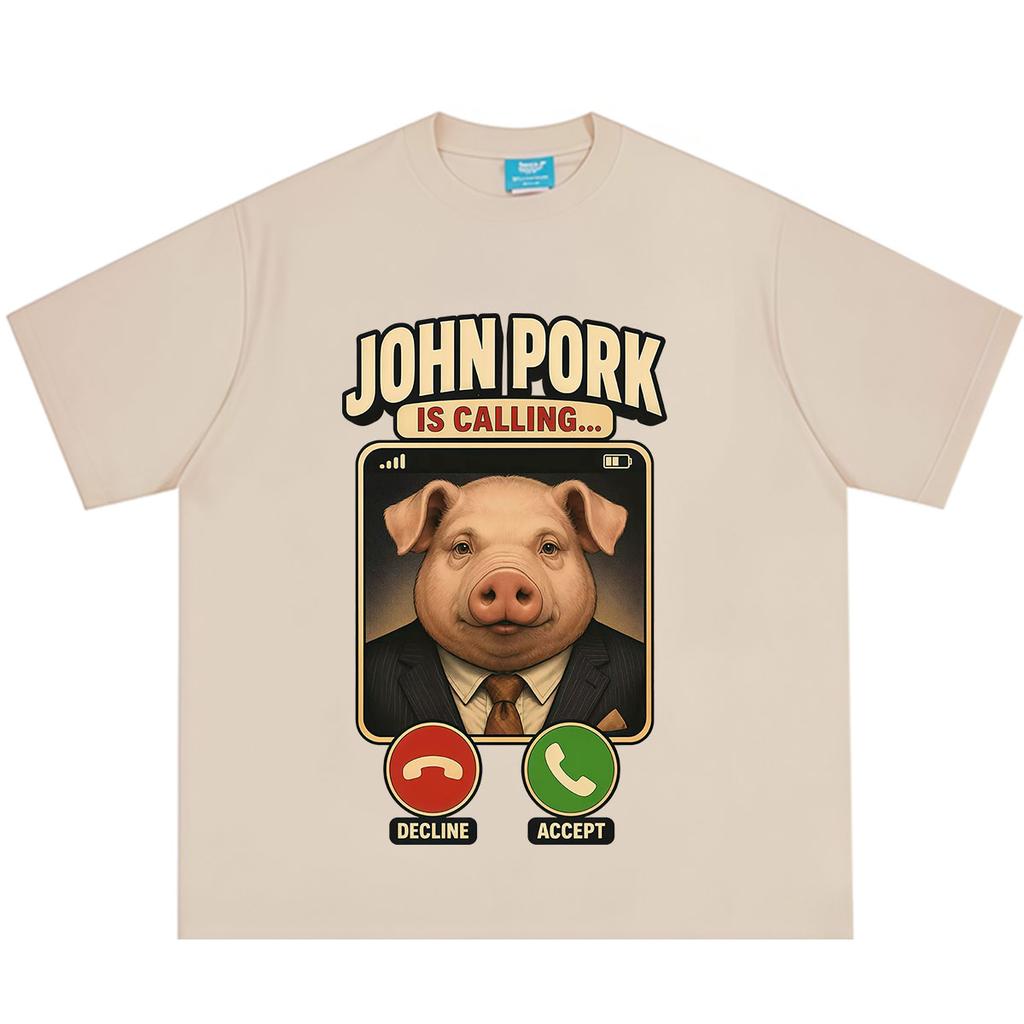 John Pork Is Calling Funny John Pork Meme Tshirt Unisex Unisex Fashion Y2K Clothing TShirt Summer Cotton Vintage Loose Tshirts