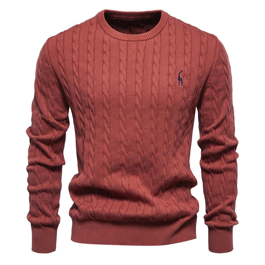 Men's Autumn Long Sleeve Solid Color Sweater Men's Loose Solid Color Round Neck Casual Sweater