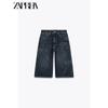 Zaprha 2025 Новое поступление Американский темно-синий Водяной бриллиант Украшения Средняя посадка Джинсовые Повседневные Шорты до колена Женские 8197005