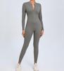 European & American Zipper Long Sleeve Yoga Jumpsuit - Women's Nude Feeling Fitness Bodysuit