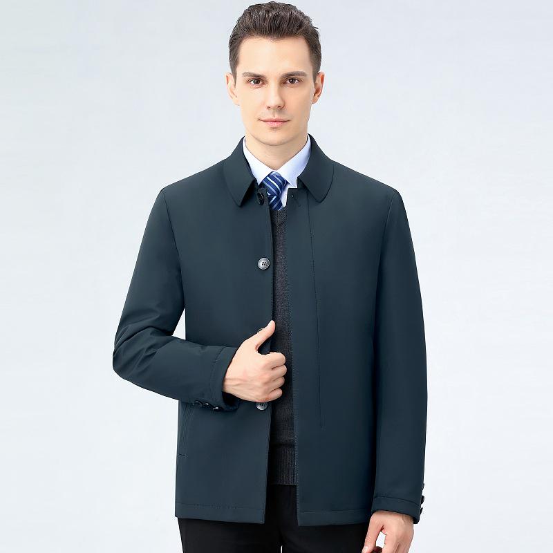 Мужская хлопковая куртка с лацканами - Business Casual, Теплая, Идеально подходит для пап среднего и пожилого возраста