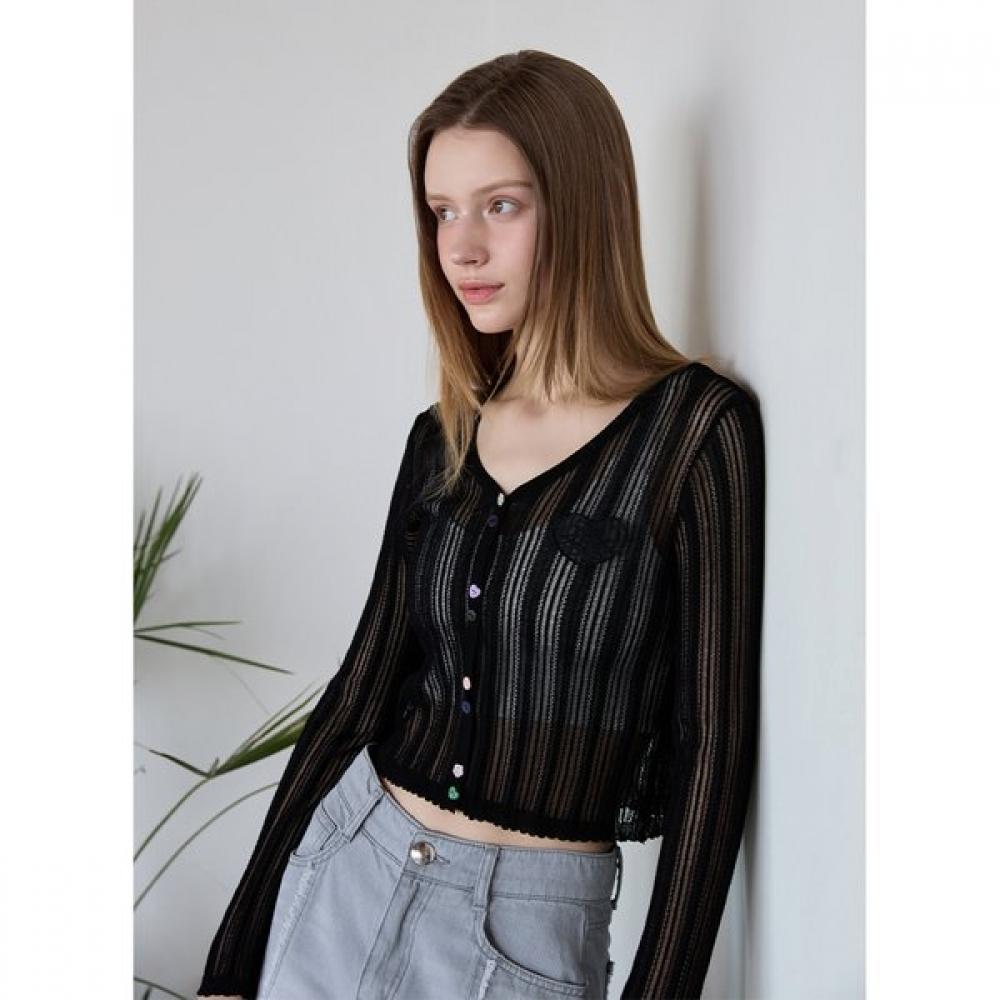 Egoist Button Point Mesh Knit Cardigan Es2okg03