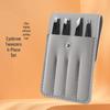 Portable Leather Case 4-Piece Stainless Steel Eyebrow Tweezer and Eyelash Extension Set