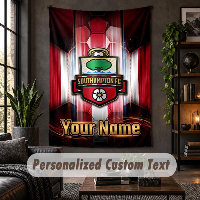 Personalized Wall Tapestry,Southampton FC Custom Text, Soft Fabric Wall Art For Indoor Decoration
