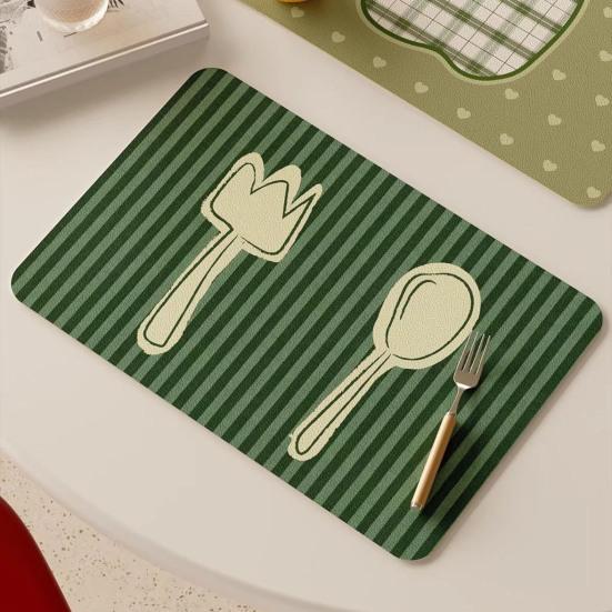 Placemat Soft Tough Non-Slip Heat Insulation Table Mat Oil-Proof Wipeable Easy