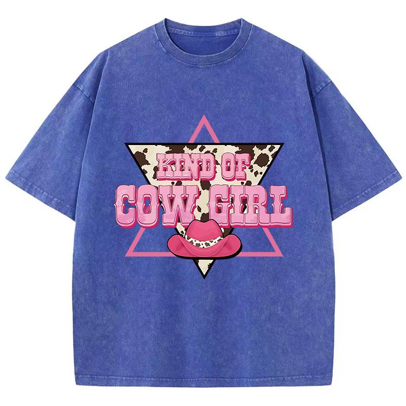 Женская хлопковая футболка с принтом «Ковбойка», розовая, с принтом шляпы, с круглым вырезом, оверсайз, с кислотной стиркой, летний топ