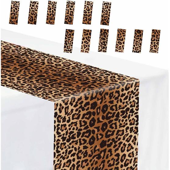 6 PCS Leopard Print Table Runner 14 x 108 Plastic Table Runner for Leopard Theme Party Birthday Baby Shower Disposable Tables Runner