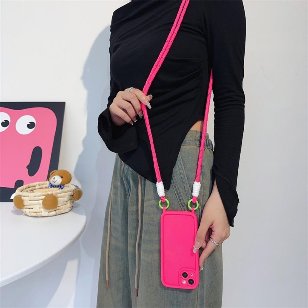 Противоударный чехол для телефона для iPhone 16 14 13 15 12 11 Pro Max X XR XS 7 8 Plus SE 2020 2022 с ремешком-шнурком через плечо, мягкая крышка