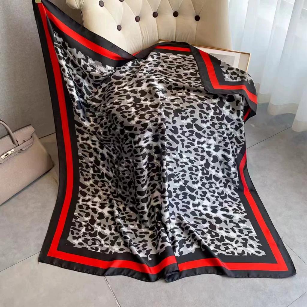 110cm Large Sqaure Scarf Printed Imitation Silk Scarf Women's Hadscarf