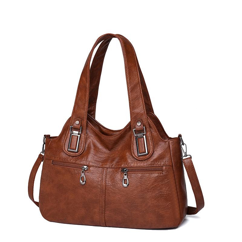 Women PU Leather Large Capacity Shoulder Bag Ladies Vintage Satchels Bags 2025 Summer Designer Handbag Tote Crossbody Bag