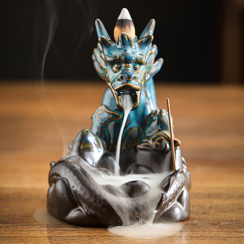 1шт обратный поток сандалового дерева благовония керамическая курильница палочка держатель для домашнего декора изысканный дракон в форме без благовоний курильница для благовоний