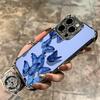 Blue Butterfly Aesthetics Plating Phone Case For Iphone 16 17 Pro Max Air 16E 14 15 Plus 12 13 Mini Anti-Fall Airabag Cover