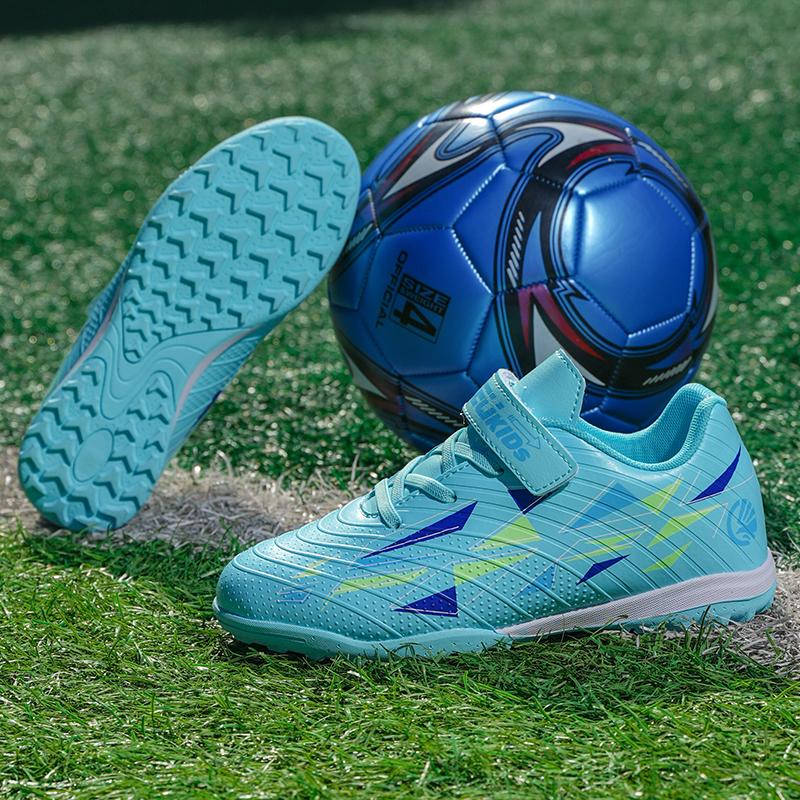 29-39 Kids Soccer Cleats Rubber Non-slip Velcro Lacing Artificial Turf Football Boots Outdoor Sports Training Football Shoes